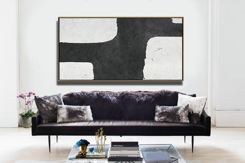 Modern Abstract Wall Art,Oversized Horizontal Minimal Art On Canvas,Hand Paint Abstract Painting #M2Y7